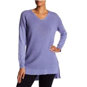 Eileen Fisher Blue/Purple 100% Merino Wool Sweater High Low Size Medium